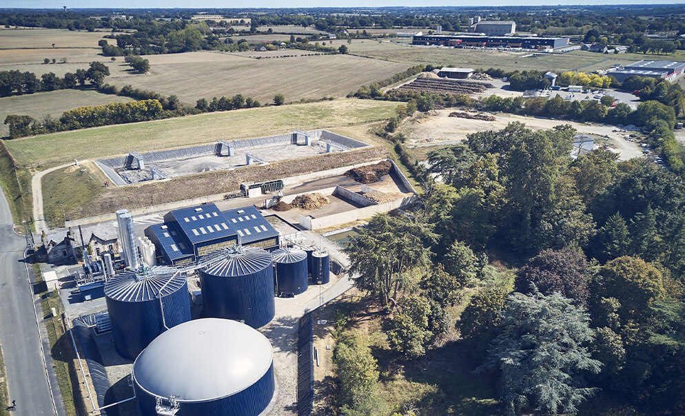 Aerial view of biogas facility