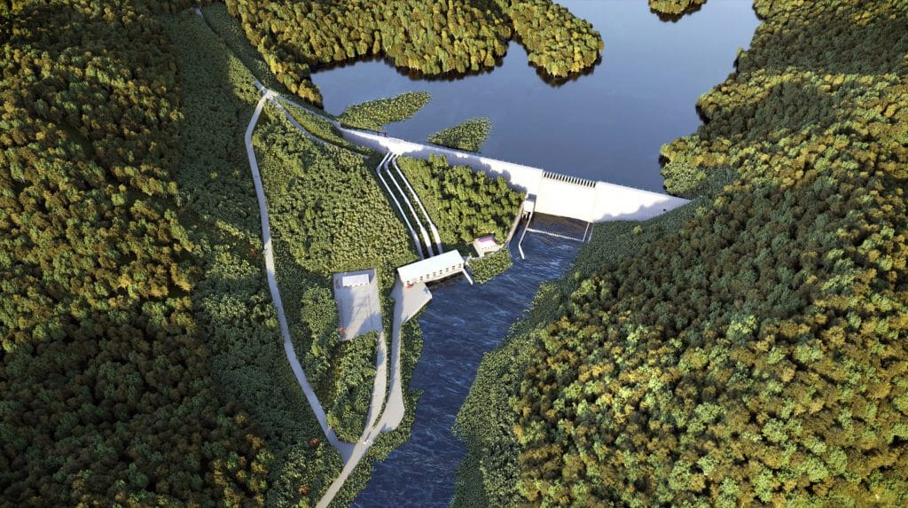 Aerial view of hydroelectric plant
