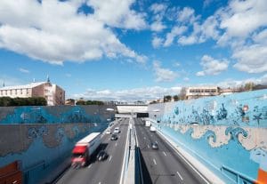 Shot of L2 North highway taken from a bridge overlooking the highway