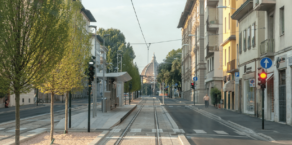 Empty street in Italy in the summer time